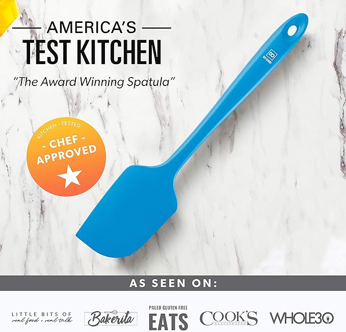 DI ORO Silicone Spatula Set - Rubber Kitchen Spatulas for Baking, Cooking, & Mixing - 600°F Heat-Resistant & BPA Free Silicone Scraper Spatulas for Nonstick Cookware - Dishwasher Safe (3pc, Blue)