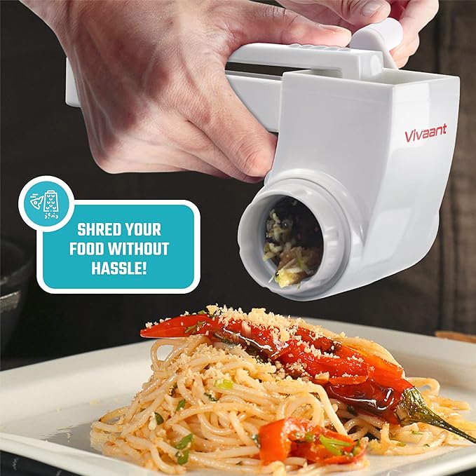Parmesan Cheese Grater Hand Crank, Restaurant-Grade Rotary Cheese Grater Handheld Italian Style with 2 Stainless Steel Drum Blades is Dishwasher Safe & Easy to Clean