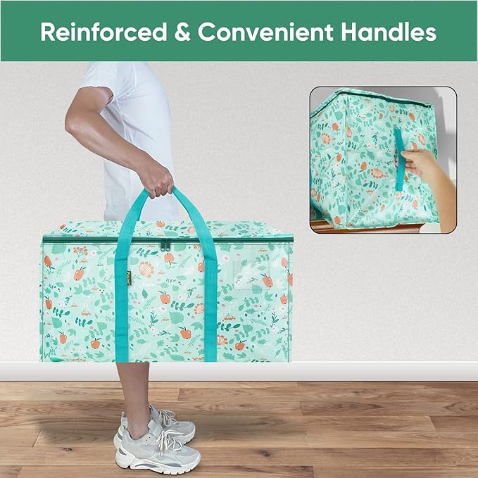 BALEINE 2-Pack Oversized Moving Bags with Reinforced Handles, Heavy-Duty Storage Tote for Clothes, Moving Supplies (Spring Stroll, 2-Pack)