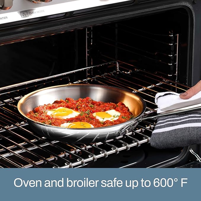 All-Clad D3 3-Ply Stainless Steel Fry Pan Set 2 Piece, 8, 10, Inch Induction Oven Broiler Safe 600F Pots and Pans, Cookware Silver