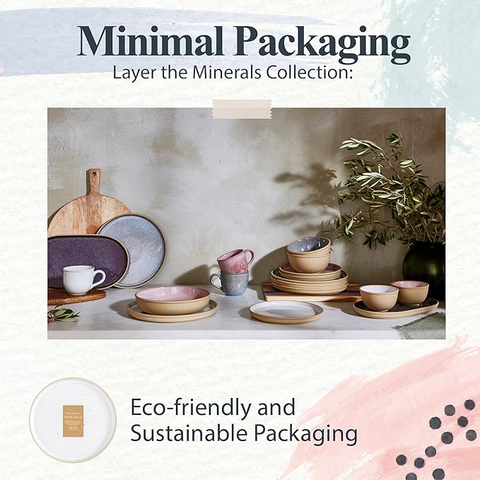 Portmeirion Minerals 10.5" Dinner Plate, Rose Quartz (Set of 4) - Modern Stoneware Plates, Artisan-Crafted with Gentle Curves, Durable for Dining, Microwave & Dishwasher Safe - Made in Portugal