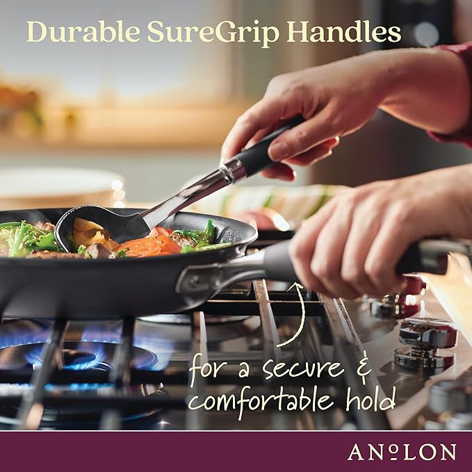 Anolon Advanced Home Hard Anodized Nonstick Frying Pan, 14.5 Inch – Large Skillet with Helper Handle, 14 Inch Nonstick Frying Pan, Durable Cookware - Moonstone