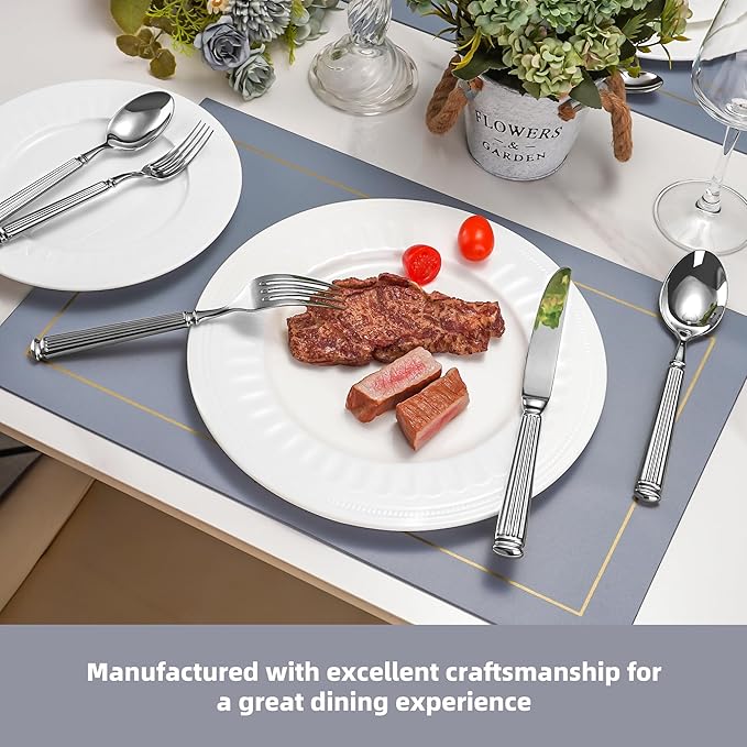 20-Piece 18/10 Stainless Steel Forged Flatware Set Heavy Duty Silverware for 4, Thick Handle, Ideal for Gift