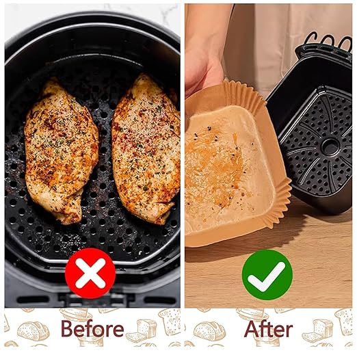 150 Pack 10 Inch Air Fryer Liners, Parchment Paper Sheets for Air Fryer Basket, Non-Stick, Disposable, Unbleached, Heat Resistant, Fits 5-8 QT Air Fryers, Oil-Free & Healthy Cooking