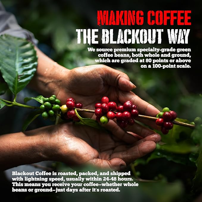 Blackout Coffee Jamaican Me Crazy Flavored Medium Roast - Freshly Roasted in the USA - 12 oz Ground Coffee Pouch
