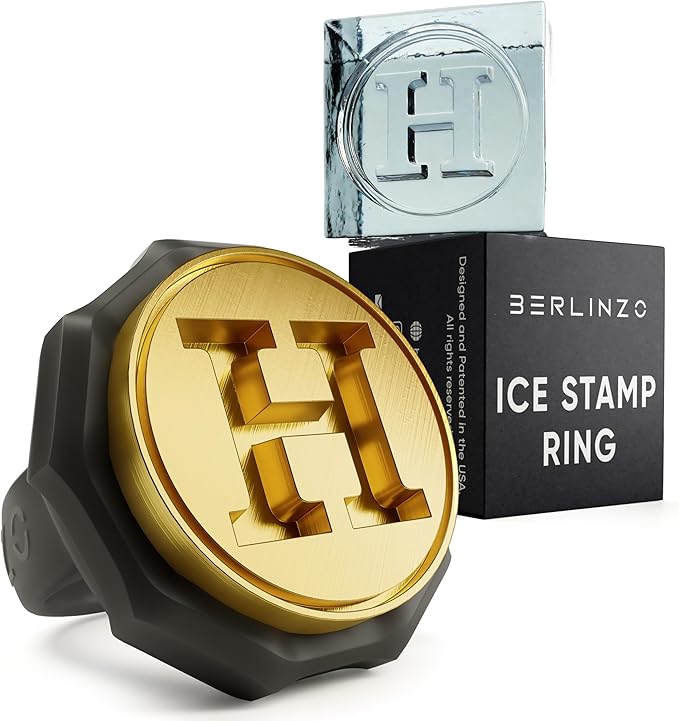 Berlinzo Brass Ice Stamp Ring Letter H