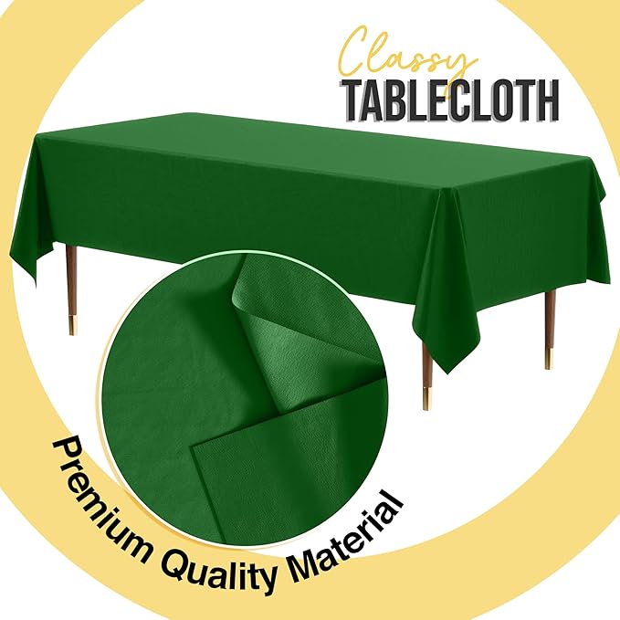 Party Solids 66% Thicker Premium Plastic Table Cloth Rectangle Table Cover 0.5 Mil 12 Pack Emerald Green Table Cloth 54 Inch x 108 Inch Disposable Tablecloth Won't Tear Easily Like Cheap Thin Brands