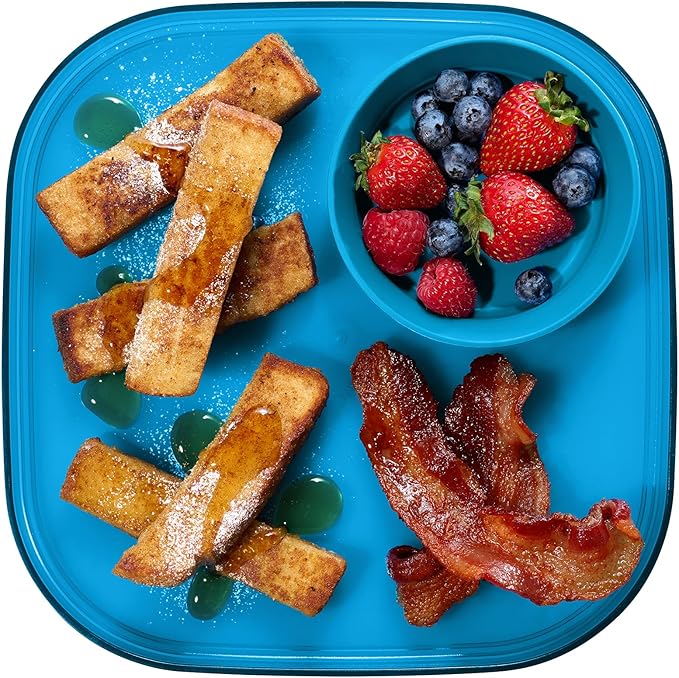 Madesmart Dipware Reusable Dining Plate/Serving Tray for Appetizers and Snacks, Food-Safe Appetizer Serving Platter with Removable Dip Bowl, Ocean