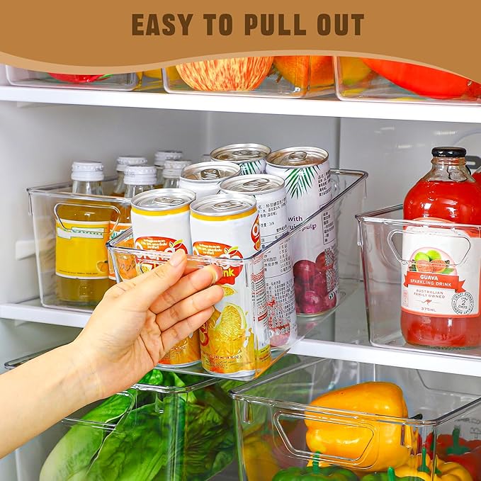 12 Pack Organizers and Storage, Pantry Organization and Storage Bins, Cabinet Organizer, Clear Plastic Storage Containers with Handle，Acrylic Storage Bins (4 Small&4 Middle&4 Large