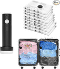 SUOCO Travel Vacuum Bags for Luggage with Portable Electric Pump, 8 Combo (2L/3M/3S) Packing Seal Bags for Clothing Suitcase Backpack, Space Saver Compression Clothes Storage Bags