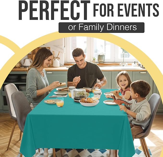 Exquisite 66% Thicker Premium Plastic Table Cloth Rectangle Table Cover 0.5 Mil 12 Pack Teal Table Cloth 54 Inch x 108 Inch Disposable Tablecloth Won't Tear Easily Like Cheap Thin Brands