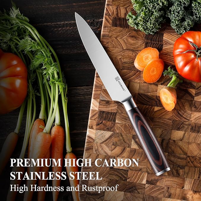 KEEMAKE Utility Knife 6 inch, Paring Knife with German High Carbon Stainless Steel 1.4116 Blade, Fruit Knife with Pakkawood Handle Small Kitchen Knives with Gift Box