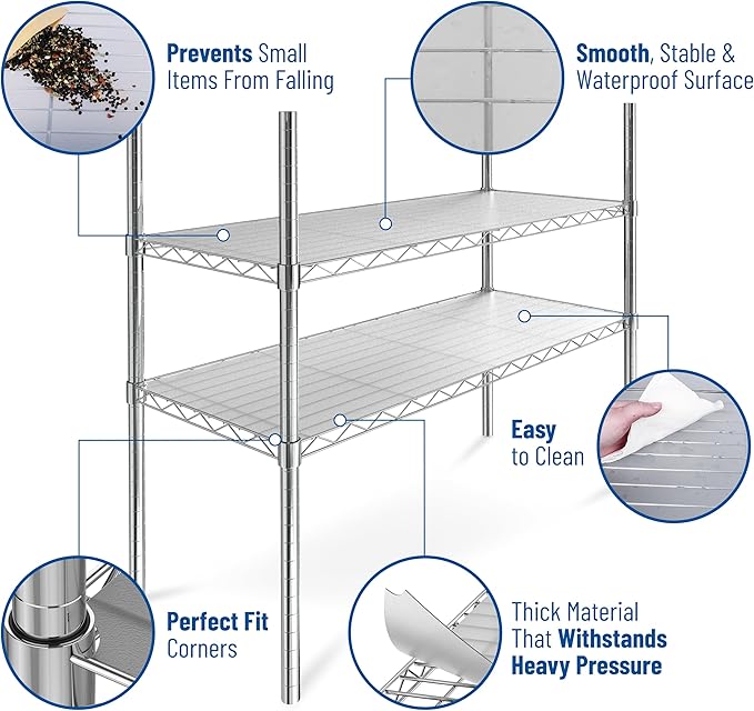 Sterling Shelf Liners Wire Rack Covers: Plastic Shelf Liner Cover for Wire Shelving: Cover Mats for Shelves in Pantry, Closet, and More: 18x36 Inch: Clear, Set of 4