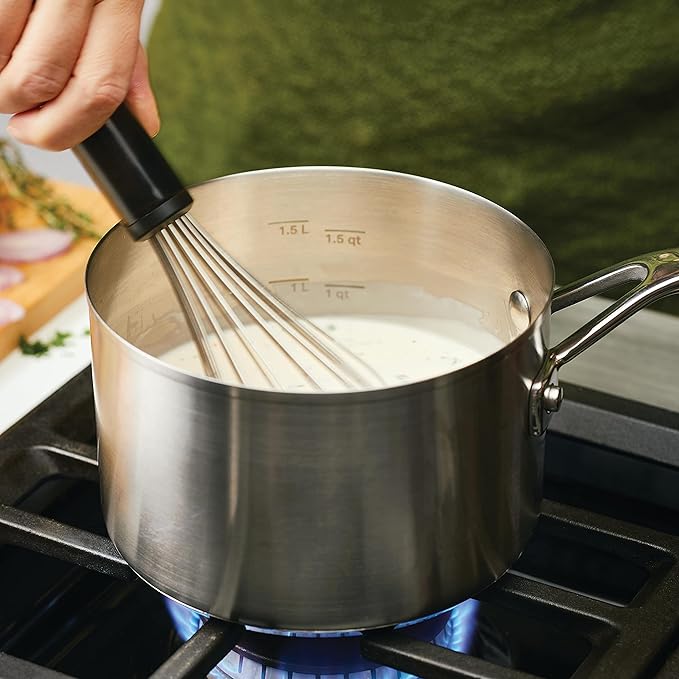 KitchenAid 71020 Stainless Steel Saucepan with Measuring Marks and Lid, 2 Quart - Brushed Stainless Steel