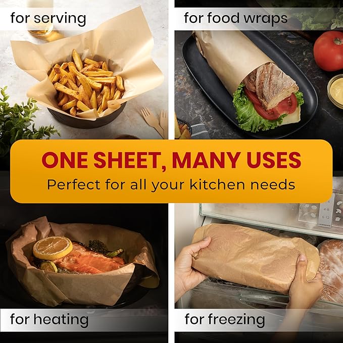[220 Sheets] Full Sheet Pan 16 x 24 Inch Parchment Paper Baking Sheets by Baker’s Signature | Precut Silicone Coated & Unbleached – Will Not Curl or Burn – Non-Toxic & Comes in Convenient Packaging
