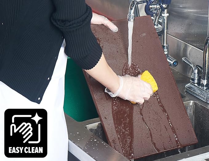 CURTA Cutting Boards for Kitchen, 20" x 14" x 0.5" Brown Color Coded Plastic Commercial Chopping Board with Anti Slip Surface Dishwasher Safe