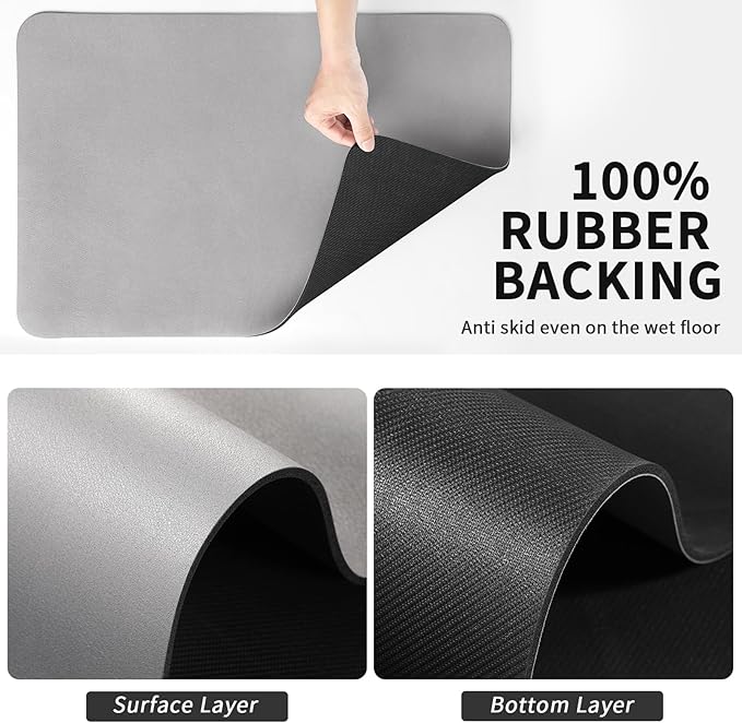 Coffee Mat - Absorbent Hide Stain Rubber Backed Dish Drying Mat for Kitchen Counter - Bar Mats for Countertops Accessories Fit Under Coffee Maker Espresso Machine