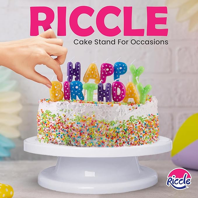 Riccle 94 pcs Cake Decorating Kit with Cake Turntable - Includes 50pcs 16 Inch Disposable + 2 Reusable Piping Bags and Tips Set, 24 Icing Piping Tips, 2 Spatulas, 3 Icing Comb Scraper, 6 Cake Liners