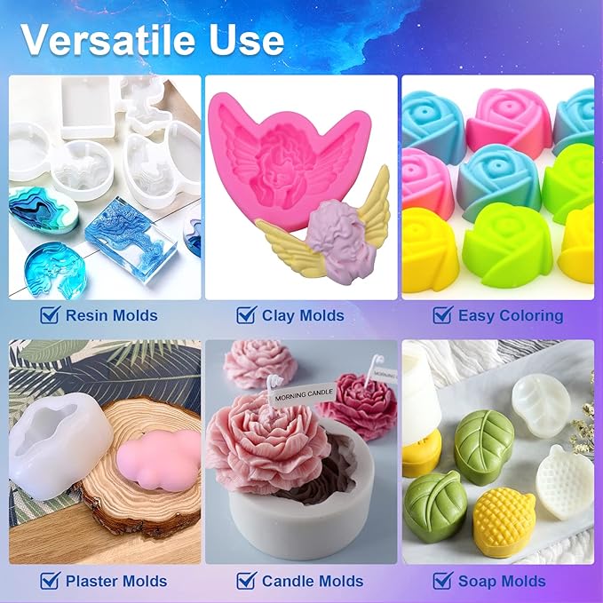 CHANGTIKEJI Silicone Mold Making Kit, 84oz 10A Elastic Liquid Silica Gel for Casting Resin molds and Candle & Soap Mold,Fast Cure Translucent Platinum Silicone Rubber