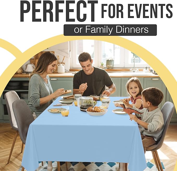 Party Solids 66% Thicker Premium Plastic Table Cloth Rectangle Table Cover 0.5 Mil 6 Pack Light Blue Table Cloth 54 Inch x 108 Inch Disposable Tablecloth Won't Tear Easily Like Cheap Thin Brands