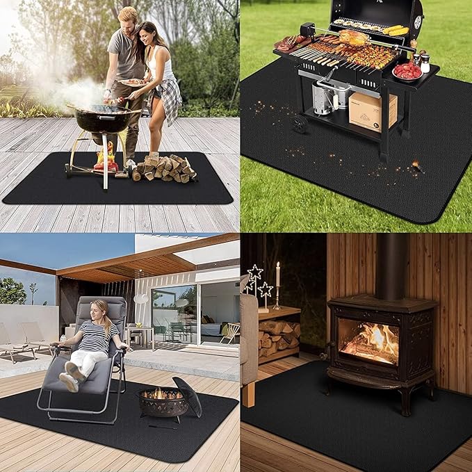 UBeesize Under Grill Mat - 60x42 inch Fireproof, Oil-Proof Waterproof Non-Slip BBQ Protector for Lawn, Smokers, Gas Grills, Deck and Patio