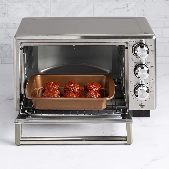 Ecolution Non-Stick Toaster Oven Bakeware Set, 4 Piece, Carbon Steel, Easy to Clean and Perfect for Single Servings, Copper
