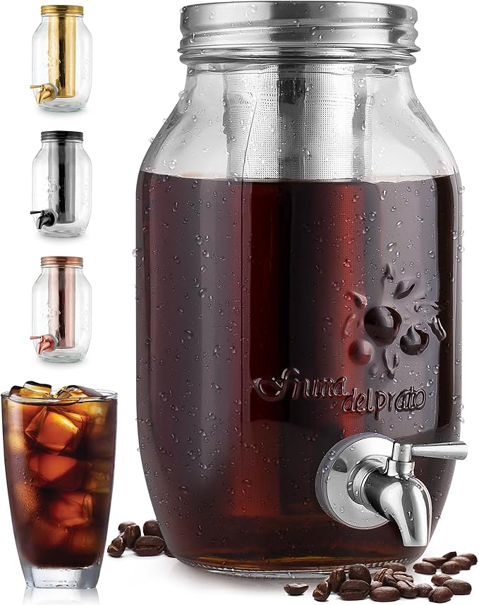Zulay Kitchen 1.5 Liter Cold Brew Coffee Maker with EXTRA-THICK Glass Carafe & Stainless Steel Mesh Filter - Premium Iced Coffee Maker, Cold Brew Pitcher & Tea Infuser