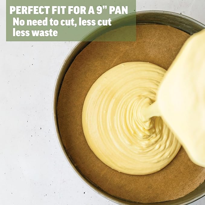 Zenlogy 9 Inch Parchment Paper Rounds (100 Sheets) - Unbleached, Pre-cut, High Heat, Round Liners - Fits 9 inch Round Cake Pans