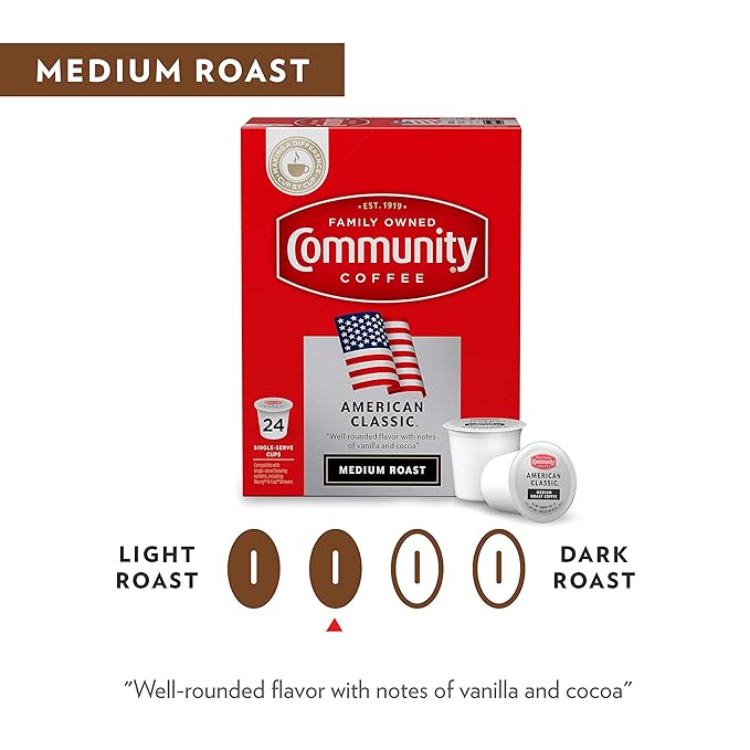 Community Coffee American Classic 24 Count Coffee Pods, Medium Roast, Compatible with Keurig 2.0 K-Cup Brewers, 24 Count (Pack of 1)