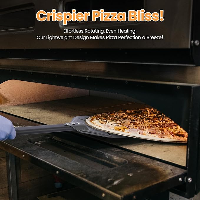 9” Pizza Turning Peel - Pizza Turner - Restaurant-Grade Aluminum Perforated Pizza Peel Lightweight Metal Outdoor Pizza Oven Accessories