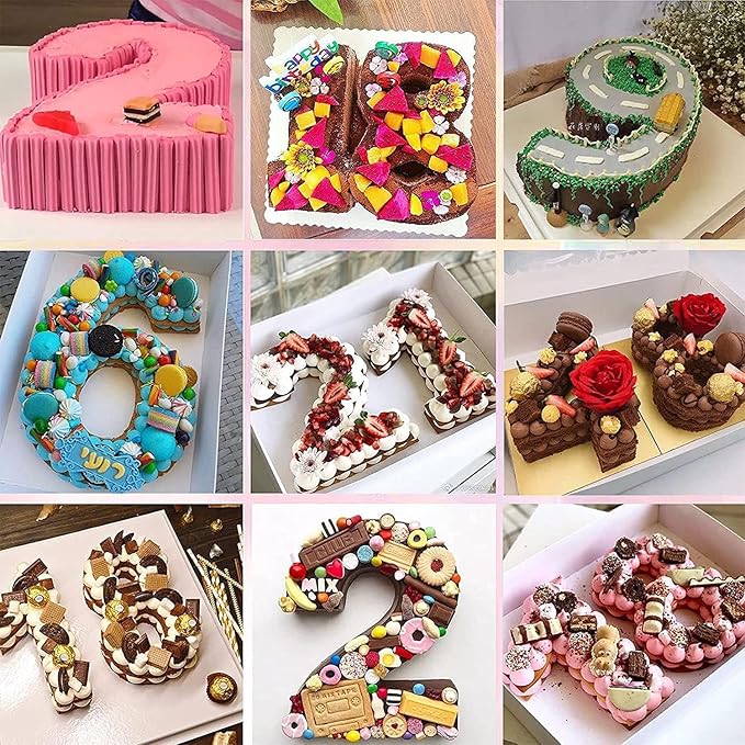 Ducodocu Large Silicone Number Cake Mould 3D Novelty Cake Pan DIY Baking Mold for Birthday Anniversary Number of 2