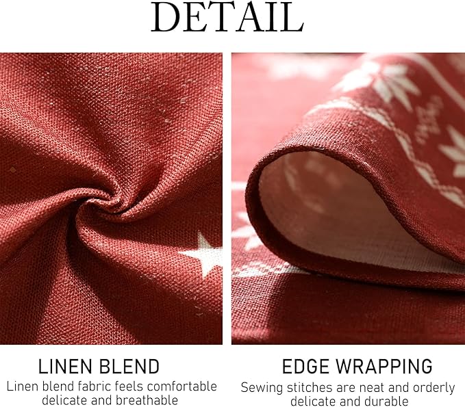 ISAENNE Designer Christmas Red Table Cloth for Rectangle Table,Linen Tablecloth with Snowflakes Pattern,Wrinkle Resistant Decor Tablecloths for Dining Kitchen Thanksgiving,55"*79"-Carol C
