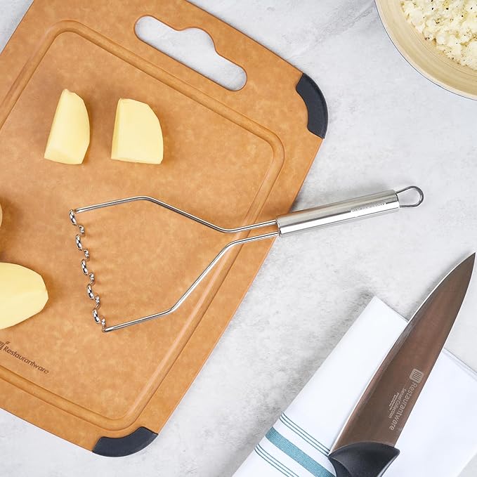 Restaurantware-German Standard Wire Mashers With Ergonomic Handle, 6 Heavy-Duty Potato Mashers - Dishwashable, Durable, Stainless Steel Food Masher, For Avocado, Beans, Sweet Potatoes, And, More