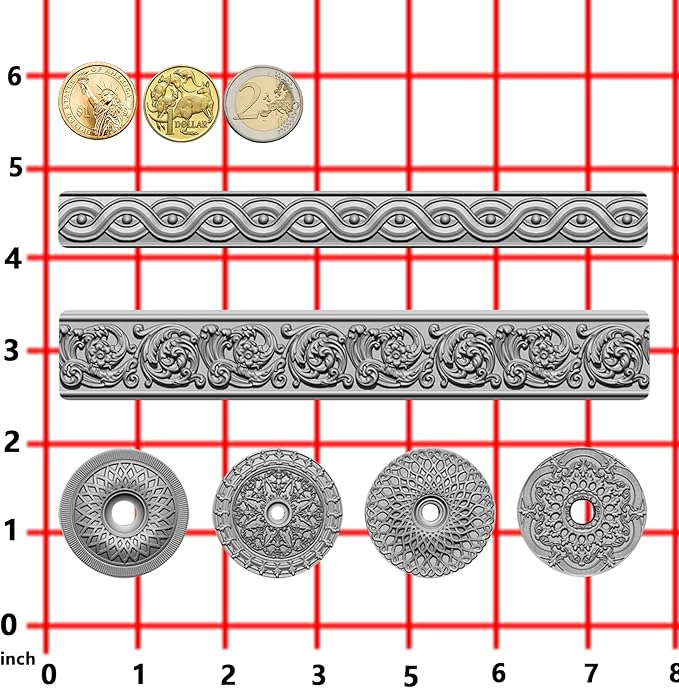 Art Mold for Polyclay Air Dry Clay Plaster, Trimmings and Medallion