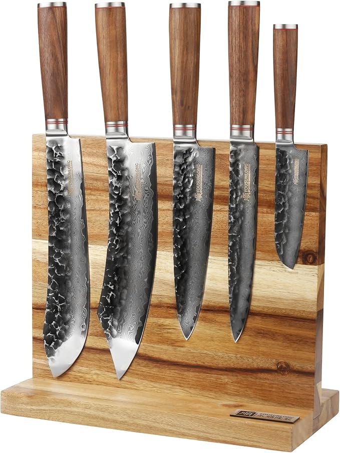 YOUSUNLONG Magnetic Knife Block - Magnetic Knife Holder - Magnetic Knife Stand - Double Sided Magnetic Acacia Wood - Holds 10 inch knives - Large Cutlery Display Stand and Storage Rack