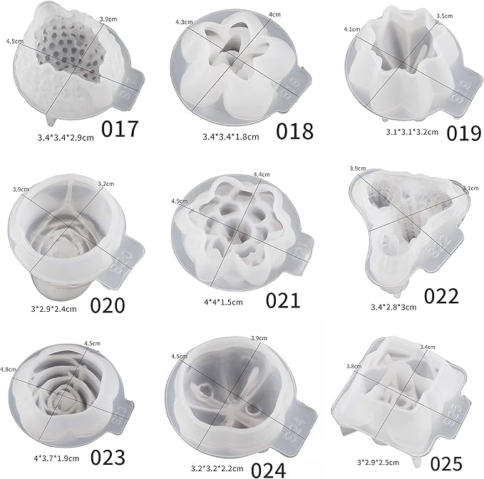 18 Pack Flower Succulent Candle Molds Peony Rose Resin Casting Silicone Molds for Home Decor & Candle Making Wave Spiral Mold