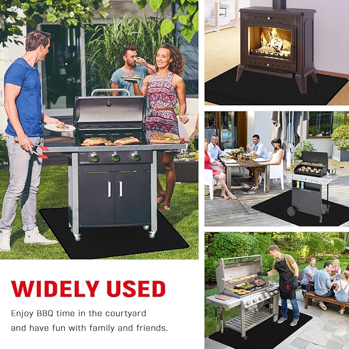 75 x 40 inch Under Grill Mats for Outdoor Grill, Double-Sided Fireproof, Oil and Waterproof Protective Mat for Grass and Deck, Outerdoor BBQ Fire Pit Fireplace Mat