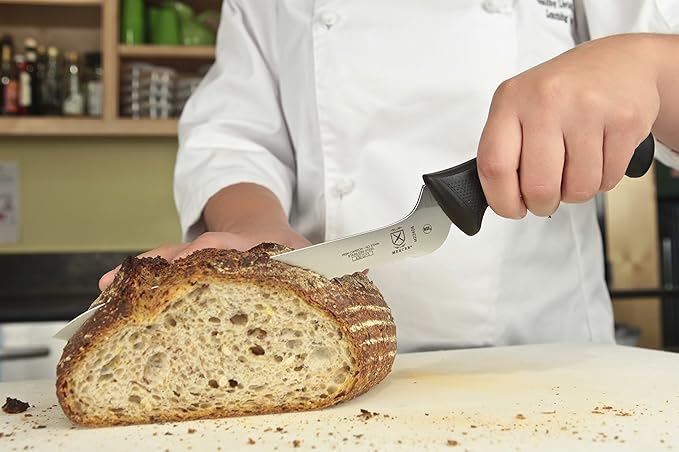 Mercer Culinary M22408 Millennia Black Handle, 8-Inch Offset Wavy Edge, Bread Knife