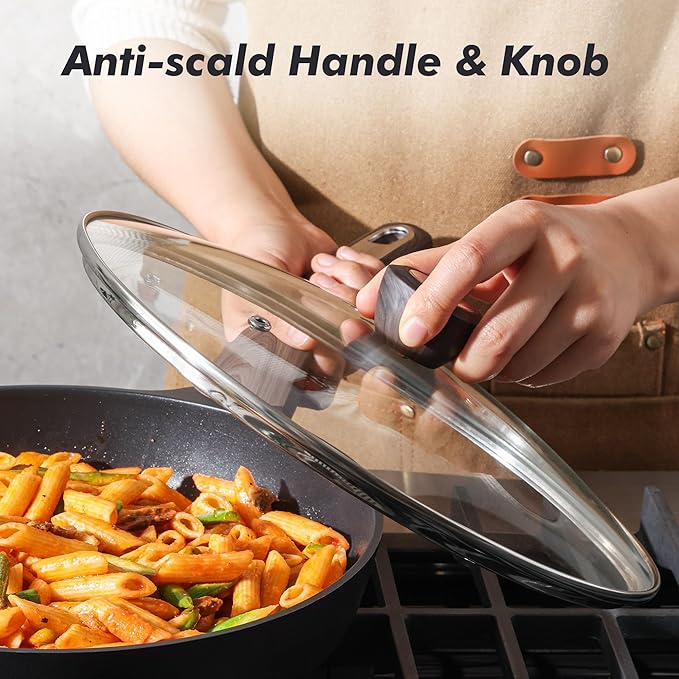SENSARTE Nonstick Frying Pan Skillet with Lid, 8inch Non Stick Pan Omelette Pans, Healthy Kitchen Cooking Chef's Pan with Cover, Free of Intentionally Added PFOA/PFOS, Induction Compatible, Black