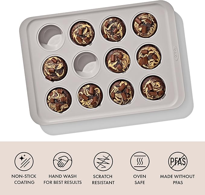 OXO Good Grips Non-Stick Pro Ceramic Coated Metal Bakeware 12 Cup Muffin Pan – Biscuit