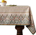 patdrea Designer Linen Light Brown Square Table Cloth,Vintage French Breathable Floral Tablecloth,Decor Table Covers for Kitchen Dining,Parties,Christmas,Tea Party,Thanksgiving,67"x67"-Cudillero