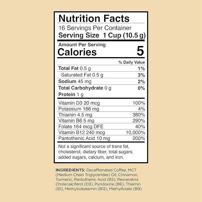 VitaCup Decaf Genius Keto Coffee Pods with MCT Oil, Turmeric, and Vitamins B1, B5, B6, B9, B12, D3 for Focus in Recyclable Single Serve Pod Compatible with K-Cup Brewers Including Keurig 2.0, 64 CT