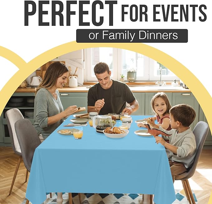 Exquisite 66% Thicker Premium Plastic Table Cloth Rectangle Table Cover 0.5 Mil 6 Pack Sky Blue Table Cloth 54 Inch x 108 Inch Disposable Tablecloth Won't Tear Easily Like Cheap Thin Brands