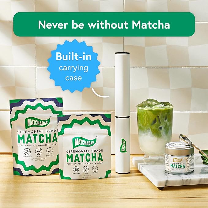 MatchaBar Electric Milk Frother Hand Blender - Stainless Steel Electric Matcha Whisk, Handheld Drink Mixer for Coffee, Greens & Protein - Easy to Clean USB Rechargeable High-Speed Immersion Blender