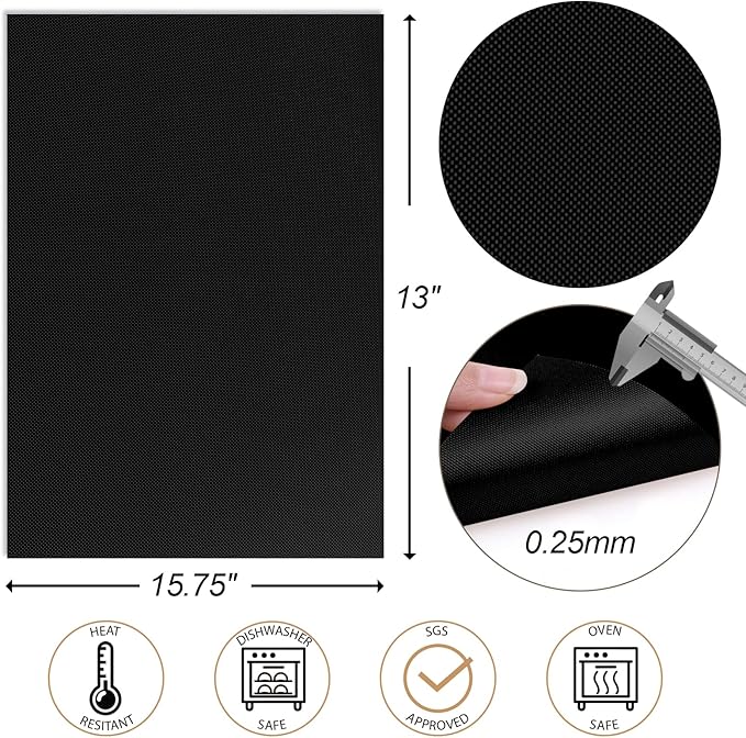 UBeesize 3 Pack Grill Mats for Outdoor Grill, Heavy Duty Grill Mats, Non Stick BBQ Grill Mats & Baking Mats, Resuable and Easy to Clean, Works on Gas Charcoal and Electric BBQ-15.75 x 13 Inch