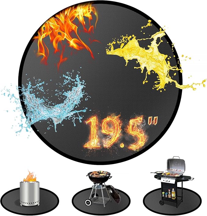 19.5" Round Fire Pit Mat for Solo Stove Mesa/Tabletop Under Fire Pit Mat Fireproof Waterproof and Oil-Proof, 4 Layers Under Grill Mat Fireproof Mat Portable Camping Stove Mat for Solo Stove Accessorie