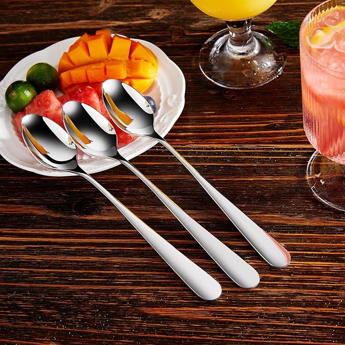 KEAWELL Premium 4-Piece Louise Long Handle Iced Tea Spoons, 18/10 Stainless Steel, Brilliant Mirror Finish, Teaspoons for Coffee, Cocktails, and Beverages, Dishwasher Safe (7.5 inch, 4)