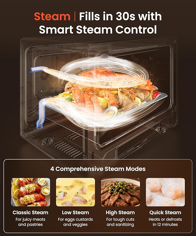FOTILE HYZK32-E3 ChefCubii 1.1 cu. ft. 4-in-1 Steam-Combi Oven with Steam-Bake, Air Fry, Convection, Dehydrator Functions, and 50 Preset Menus,White