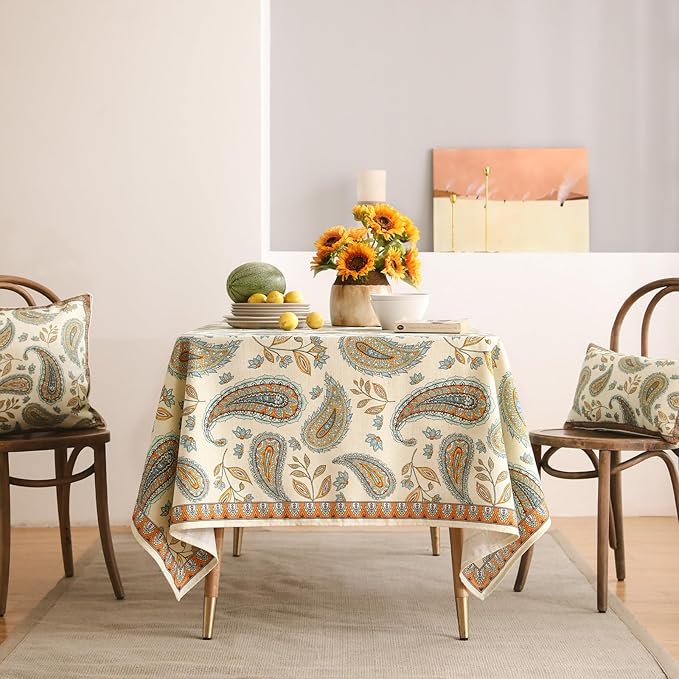 patdrea Designer Vintage French Rectangle Table Cloth,Italian Floral Wrinkle Free Farmhouse Extra Long Tablecloth,Decor Table Cover for Kitchen Dining,Christmas,Thanksgiving,67"x118"-Lysaniya