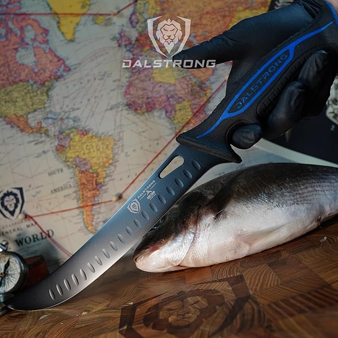 Dalstrong Chef Butcher Knife - 10”- Night Shark Series - 7CR17MOV High Carbon Steel Breaking Knife - Titanium Coated Blade - Outdoor & Fishing Butcher Cleaver -w/Sheath - NSF Certified